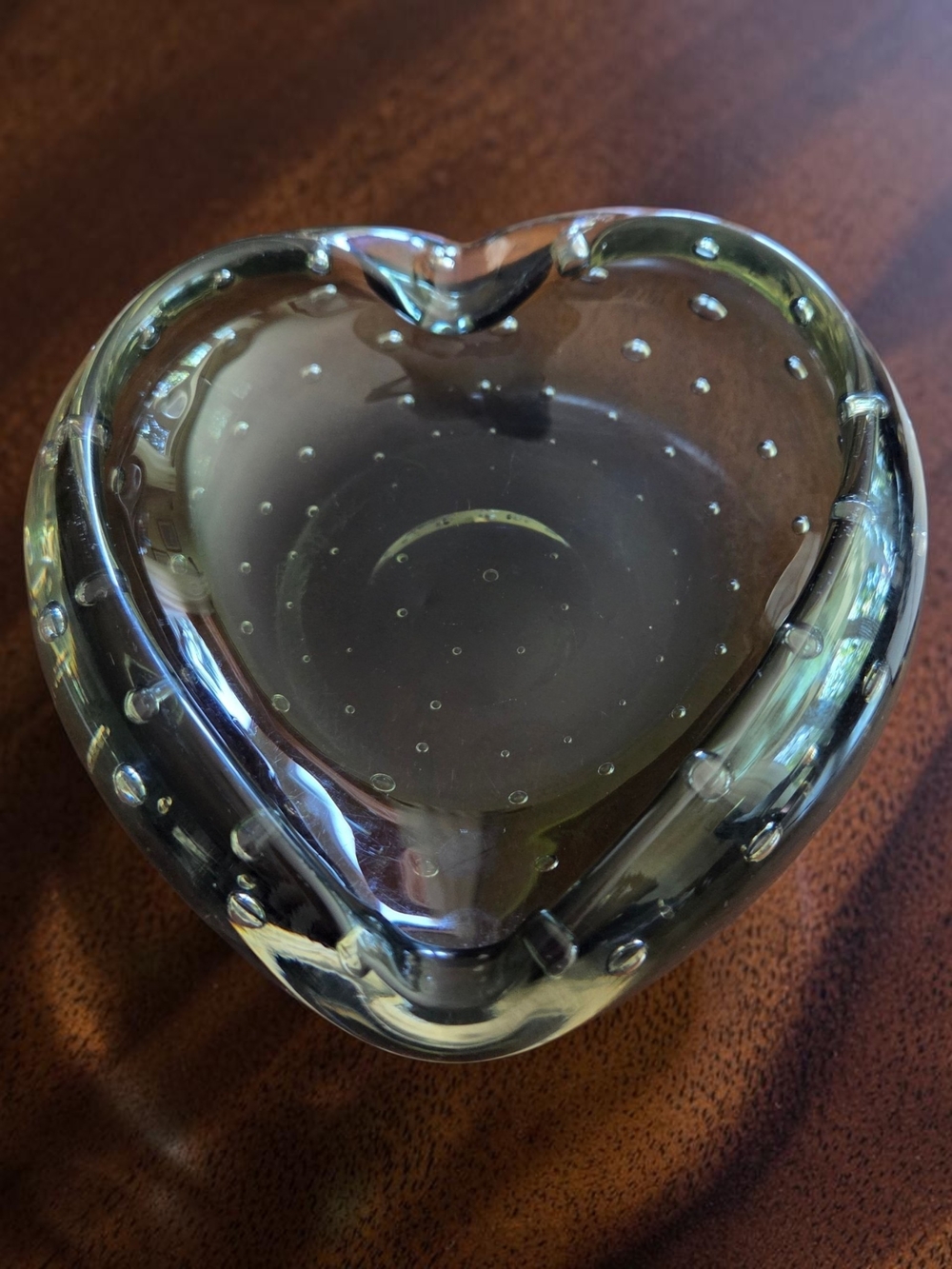 Vintage Murano Smoky Gray Glass Ashtray - Controlled Bubble